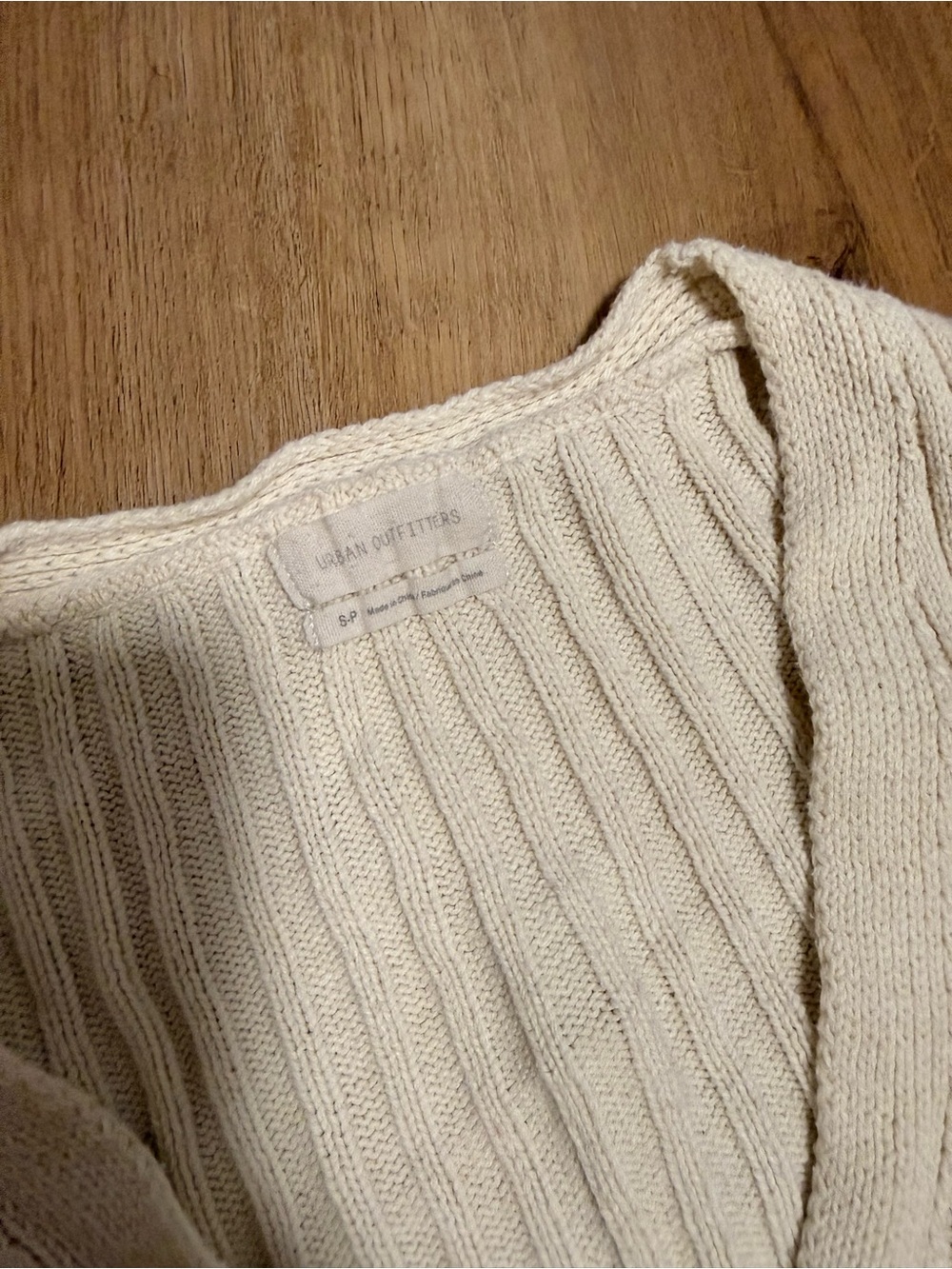 Cropped V-Neck Ribbed Button Sweater - Cream - Picture 2 of 2